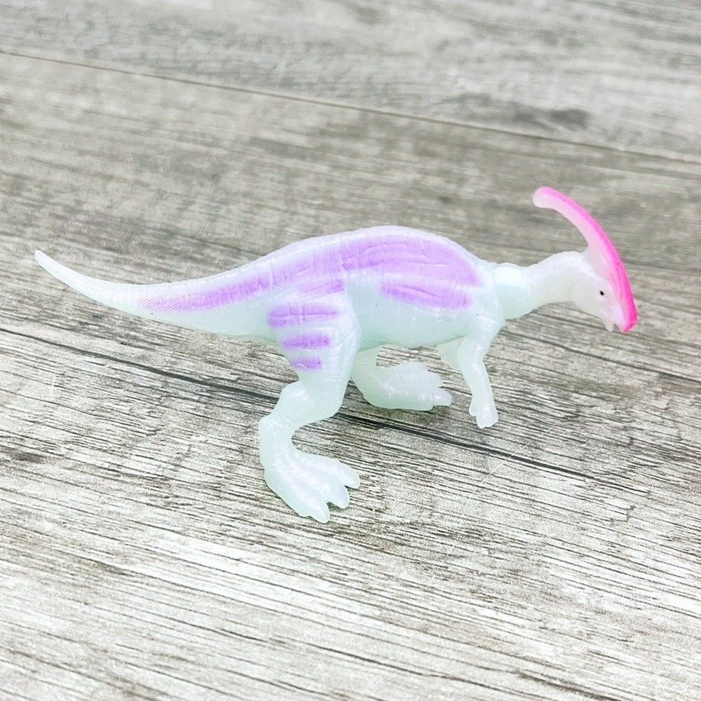 Jurassic World Dino Escape Parasaurolophus Mini Figure White Pink Rare Toy
